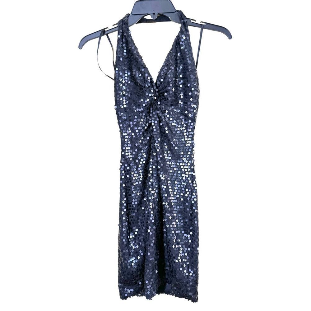 Vintage Frederic’s Of Hollywood Black Sequin Halter Dress Size Small